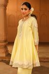 Buy_Sheetal Batra_Yellow Anarkali Silk Chanderi Embroidered Kashmiri Faria Short Salwar Set _Online_at_Aza_Fashions