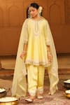 Buy_Sheetal Batra_Yellow Anarkali Silk Chanderi Embroidered Kashmiri Faria Short Salwar Set _at_Aza_Fashions