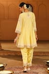 Shop_Sheetal Batra_Yellow Anarkali Silk Chanderi Embroidered Kashmiri Faria Short Salwar Set _at_Aza_Fashions