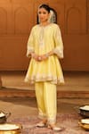 Sheetal Batra_Yellow Anarkali Silk Chanderi Embroidered Kashmiri Faria Short Salwar Set _at_Aza_Fashions