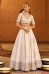 Buy_Sheetal Batra_Ivory Blouse And Lehenga Raw Silk Embroidered Kashmiri Tilla V Neck Maryam Set _Online_at_Aza_Fashions