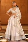 Buy_Sheetal Batra_Ivory Blouse And Lehenga Raw Silk Embroidered Kashmiri Tilla V Neck Maryam Set _at_Aza_Fashions