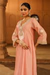 Buy_Sheetal Batra_Pink Kurta - Chanderi Bottom - Satin Sanvi Work And Salwar Set _Online_at_Aza_Fashions