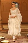 Buy_Sheetal Batra_Ivory Kurta Silk Chanderi Embroidered Kashmiri Tilla Round Wafiya Anarkali Set _at_Aza_Fashions