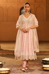 Buy_Sheetal Batra_Pink Kurta Silk Chanderi Embroidered Kashmiri Tilla V Neck Wasifa Anarkali Set _at_Aza_Fashions