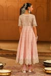 Shop_Sheetal Batra_Pink Kurta Silk Chanderi Embroidered Kashmiri Tilla V Neck Wasifa Anarkali Set _at_Aza_Fashions