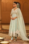 Buy_Sheetal Batra_Green Kurta Silk Chanderi Embroidered Wasifa Parsi Gara Anarkali Set _at_Aza_Fashions