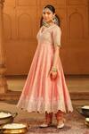 Sheetal Batra_Pink Kurta Silk Chanderi Wasifa Parsi Gara Work Anarkali Set _Online_at_Aza_Fashions