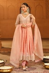 Buy_Sheetal Batra_Pink Kurta Silk Chanderi Embroidered Wasifa Parsi Gara Work Anarkali Set _at_Aza_Fashions