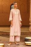 Sheetal Batra_Pink Kurta And Palazzo Silk Chanderi Embroidered Kashmiri Yasna Set _Online_at_Aza_Fashions