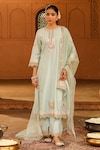 Buy_Sheetal Batra_Green Kurta And Palazzo Silk Chanderi Embroidered Yasna A-line Set _at_Aza_Fashions