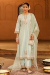 Buy_Sheetal Batra_Green Kurta And Palazzo Silk Chanderi Embroidered Kashmiri Yasna A-line Set _at_Aza_Fashions