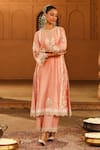 Buy_Sheetal Batra_Pink Kurta And Palazzo Silk Chanderi Embroidered Yasna Neck Set _Online_at_Aza_Fashions
