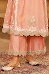 Sheetal Batra_Pink Kurta And Palazzo Silk Chanderi Embroidered Yasna Neck Set _at_Aza_Fashions