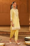 Buy_Sheetal Batra_Yellow Kurta Silk Chanderi Placement Anika With Dhoti Pant _Online_at_Aza_Fashions