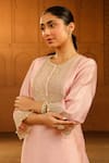 Shop_Sheetal Batra_Pink Kurta Silk Chanderi Placement Embroidery Arisa With Salwar _Online_at_Aza_Fashions