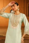 Buy_Sheetal Batra_Green Kurta Silk Chanderi Placement Embroidery Arisa With Salwar _Online_at_Aza_Fashions