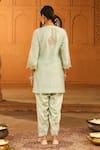 Shop_Sheetal Batra_Green Kurta Silk Chanderi Placement Embroidery Arisa With Salwar _at_Aza_Fashions