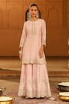 Sheetal Batra_Pink Kurta And Sharara - Silk Chanderi Embroidery Kashmiri Ayda Set _Online_at_Aza_Fashions