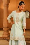 Buy_Sheetal Batra_Green Kurta And Sharara - Silk Chanderi Embroidery Kashmiri Tilla Ayda Set _Online_at_Aza_Fashions