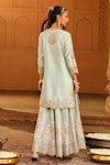 Shop_Sheetal Batra_Green Kurta And Sharara - Silk Chanderi Embroidery Kashmiri Tilla Ayda Set _at_Aza_Fashions