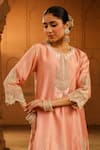 Buy_Sheetal Batra_Peach Kurta And Sharara - Silk Chanderi Embroidery Kashmiri Ayda Floral Set _Online_at_Aza_Fashions