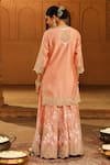 Shop_Sheetal Batra_Peach Kurta And Sharara - Silk Chanderi Embroidery Ayda Floral Set _at_Aza_Fashions