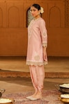 Sheetal Batra_Pink Kurta Silk Chanderi Embroidery Ernika Yoke With Dhoti Pant _Online_at_Aza_Fashions