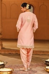 Shop_Sheetal Batra_Pink Kurta Silk Chanderi Embroidery Kashmiri Ernika Yoke With Dhoti Pant _at_Aza_Fashions