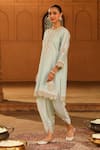 Sheetal Batra_Green Kurta Silk Chanderi Ernika Parsi Gara Yoke With Dhoti Pant _Online_at_Aza_Fashions