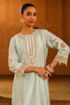 Buy_Sheetal Batra_Green Kurta Silk Chanderi Ernika Parsi Gara Yoke With Dhoti Pant _Online_at_Aza_Fashions