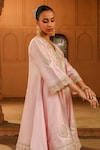 Sheetal Batra_Pink Anarkali Silk Chanderi Embroidery Fajr Short Salwar Set _at_Aza_Fashions