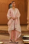 Buy_Sheetal Batra_Pink Anarkali Silk Chanderi Embroidery Fajr Short Salwar Set _at_Aza_Fashions