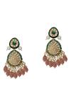 Shop Riana Jewellery Pink Pearls, Stones Embellished Meenakari Earrings at Aza Fashions Shop_Riana Jewellery_Pink Pearls, Stones Embellished Meenakari Earrings _at_Aza_Fashions