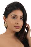 Buy_Riana Jewellery_White Stones Geometric Shaped Jadtar Stud Earrings _at_Aza_Fashions