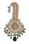 Buy_Riana Jewellery_Green Real Jadtar Stones Naathmani Beads Embellished Kalangi _at_Aza_Fashions