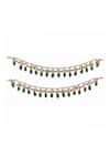 Shop_Riana Jewellery_Green Pearls, Stones And Drop Pair Of Payals _at_Aza_Fashions