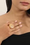 Buy_Riana Jewellery_White Pearls, Stones, Mirrors Jadtar Embellished Ring _at_Aza_Fashions