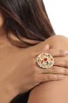 Buy_Riana Jewellery_Multi Color Pearls, Stones Floral Embellished Ring _at_Aza_Fashions