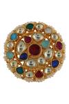 Shop_Riana Jewellery_Multi Color Pearls, Stones Floral Embellished Ring _at_Aza_Fashions