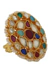 Buy_Riana Jewellery_Multi Color Pearls, Stones Floral Embellished Ring _Online_at_Aza_Fashions
