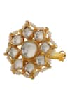 Riana Jewellery_White Pearls, Stones Embellished Flower Jadtar Ring _Online_at_Aza_Fashions