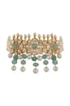 Buy_Riana Jewellery_Green Pearls, Stones Floral Cutwork Embellished Bridal Necklace Set _Online_at_Aza_Fashions