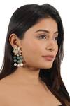 Riana Jewellery_Green Pearls, Stones Floral Cutwork Embellished Bridal Necklace Set _at_Aza_Fashions