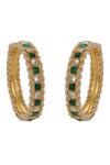 Shop_Riana Jewellery_Green Mirrors, Beads Jadtar Stone Embellished 2 Pcs Bangles _at_Aza_Fashions