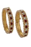 Shop_Riana Jewellery_Pink Mirrors, Stones Geometric Jadtar Embellished 2 Pcs Bangles _at_Aza_Fashions
