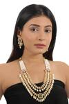 Buy_Riana Jewellery_Green Pearls Jadtar Stone Embellished Layered Bridal Necklace Set _at_Aza_Fashions