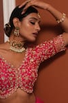 Riana Jewellery_Pink Stones Floral Meenakari Bangle _Online_at_Aza_Fashions