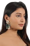 Buy_Riana Jewellery_Green Stones, Beads Floral Cutwork Dangler Earrings _at_Aza_Fashions
