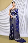 Buy_Khwaab by Sanjana Lakhani_Blue Silk Woven Banarasi Saree With Running Blouse_at_Aza_Fashions